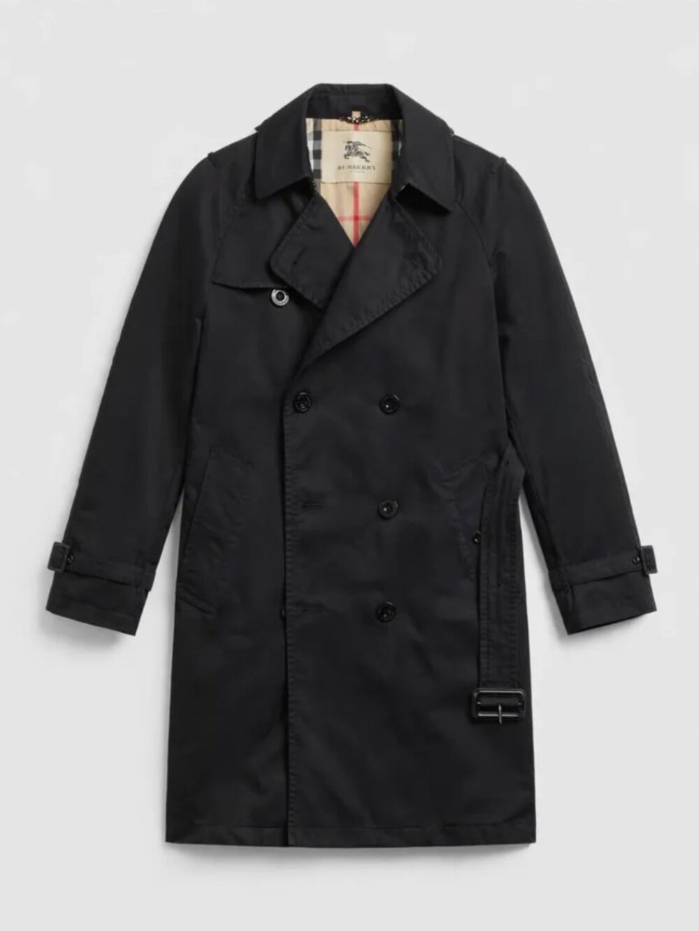 Burberry London Double-Breasted Trench Coat - Black, Size 52R